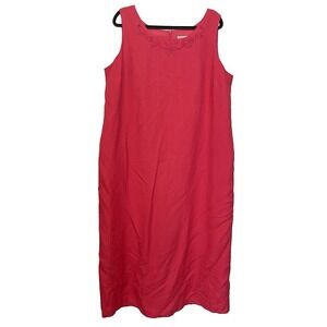 Jessica Howard dress 18w Petite Linen Rayon sleeveless Hot Pink long maxi summer